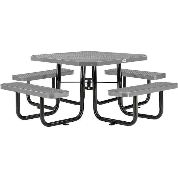 Global Industrial Picnic Table, Gray, Expanded Metal, 46 in L, 29-1/4 in H Overall 436982GY - main